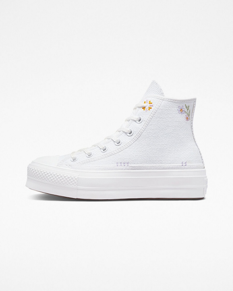 Converse Chuck Taylor All Star Lift Plateforme Autumn Embroidery Blanche  | GDF-0335249