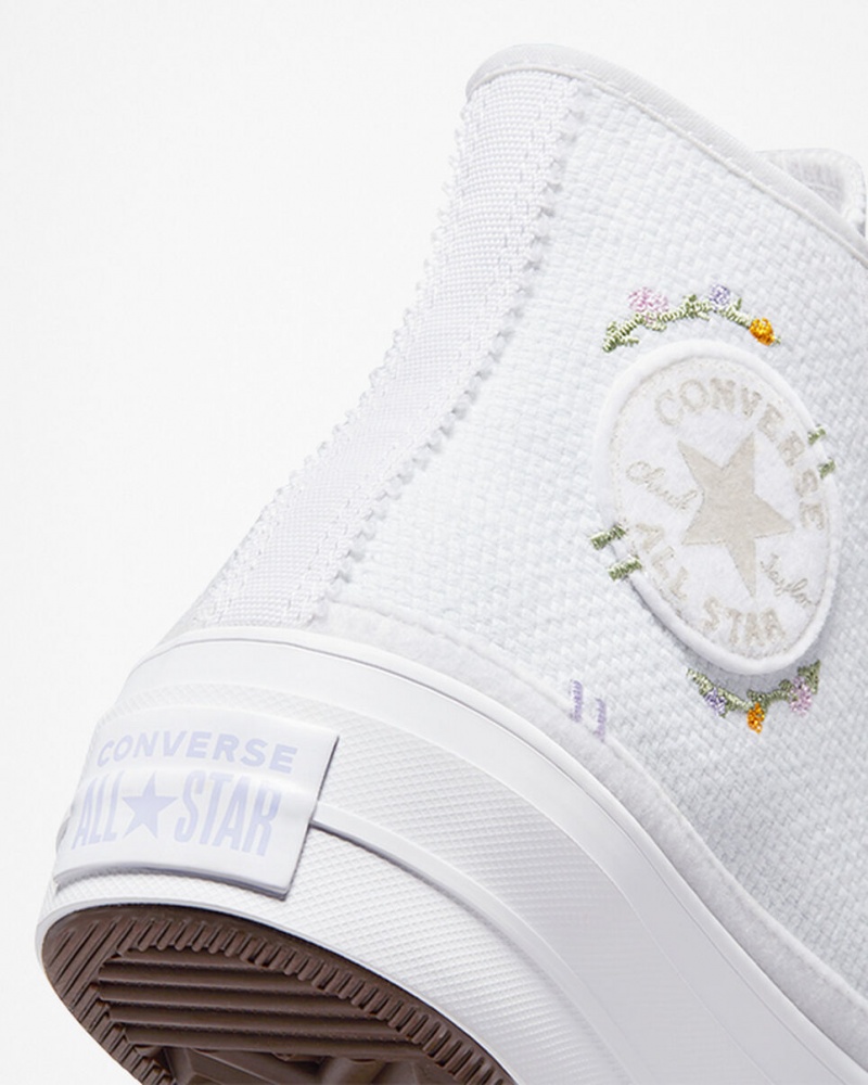 Converse Chuck Taylor All Star Lift Plateforme Autumn Embroidery Blanche  | GDF-0335249