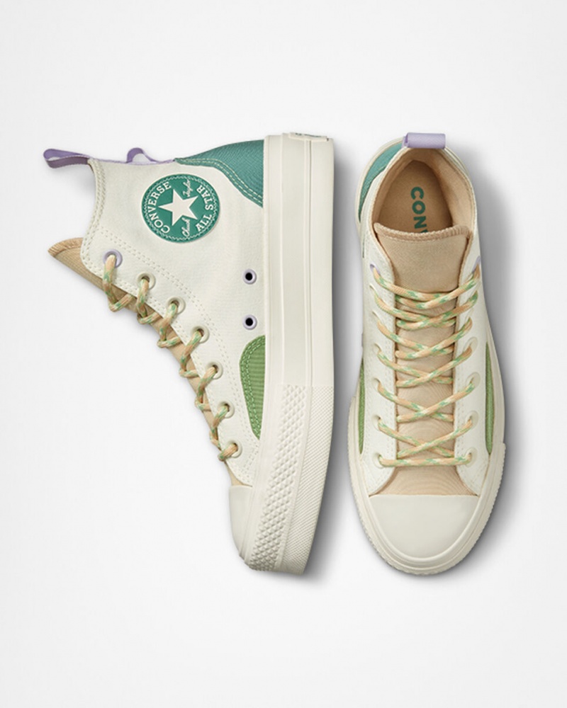 Converse Chuck Taylor All Star Lift Plateforme Colorblock Overlay Egret / Oat Milk / Algae Coast  | BBA-3605797