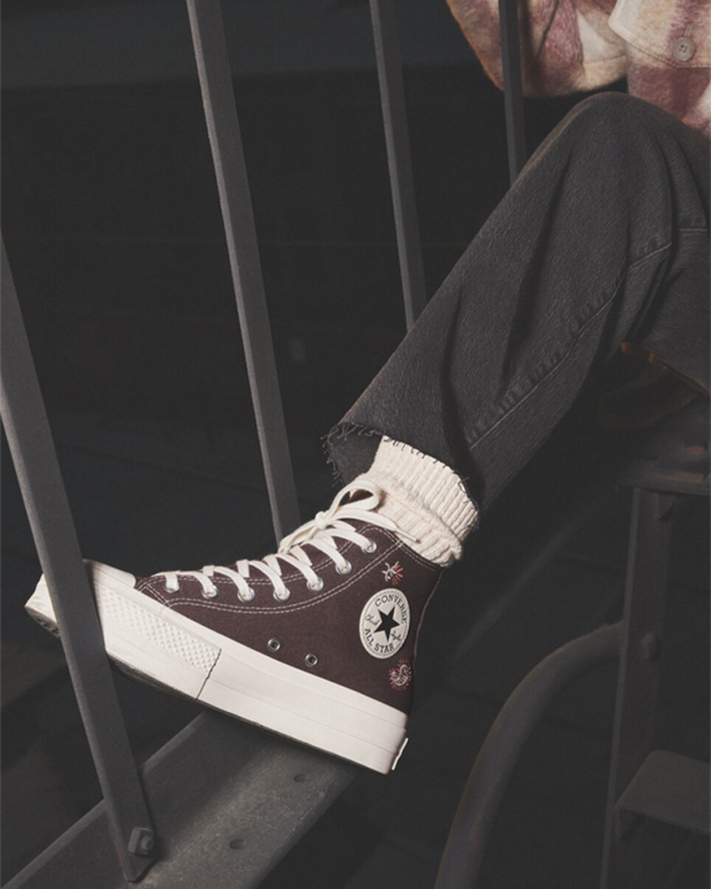 Converse Chuck Taylor All Star Lift Plateforme Crafted Evolution Marron Rose  | XRA-8781570