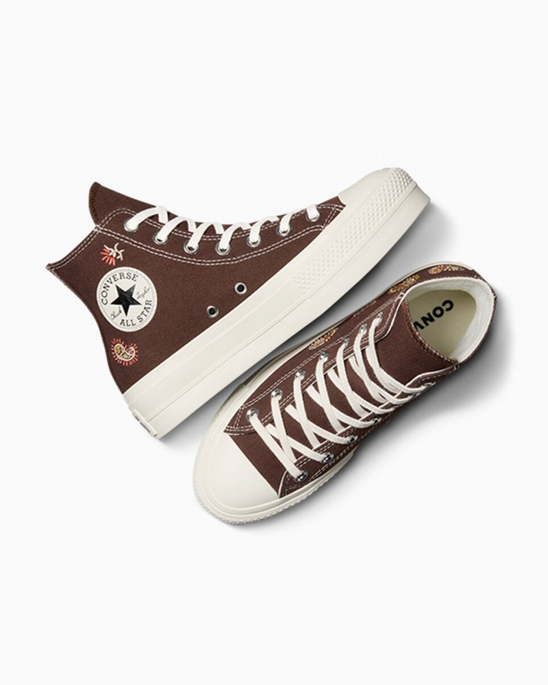 Converse Chuck Taylor All Star Lift Plateforme Crafted Evolution Marron Rose  | XRA-8781570