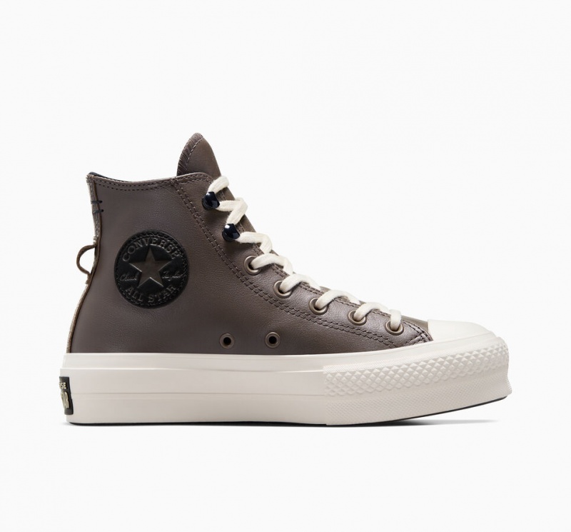 Converse Chuck Taylor All Star Lift Plateforme Fleece-Doublée Cuir Noir  | BMR-2229208