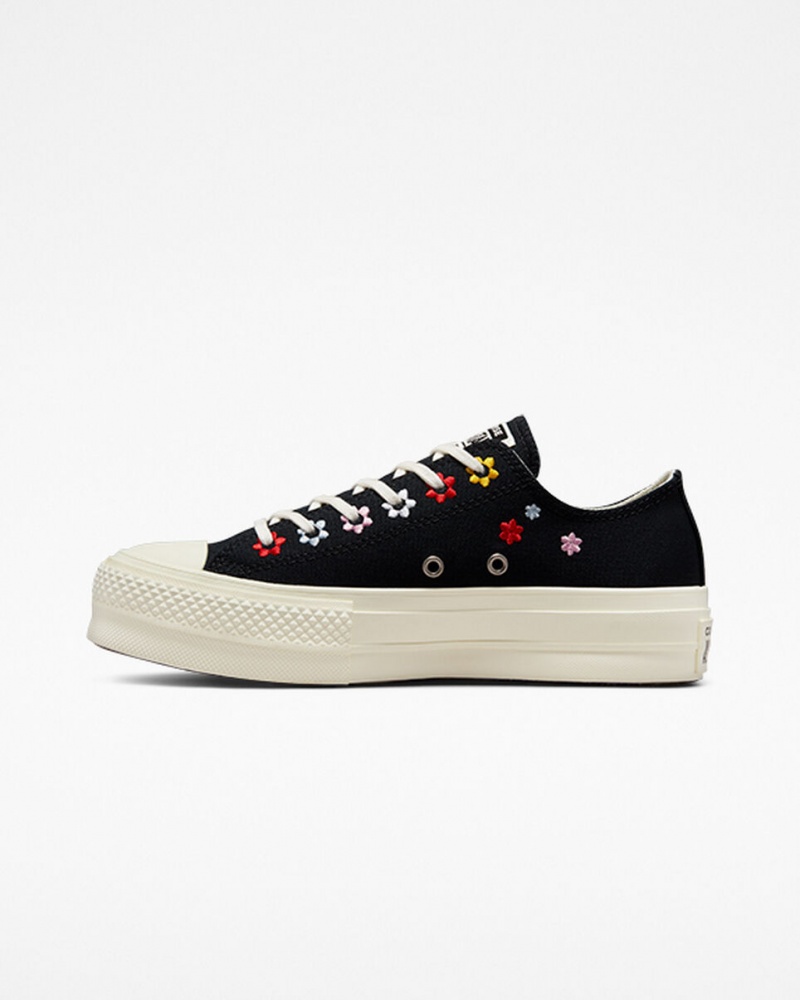 Converse Chuck Taylor All Star Lift Plateforme Floral Embroidery Noir  | CJF-4546549