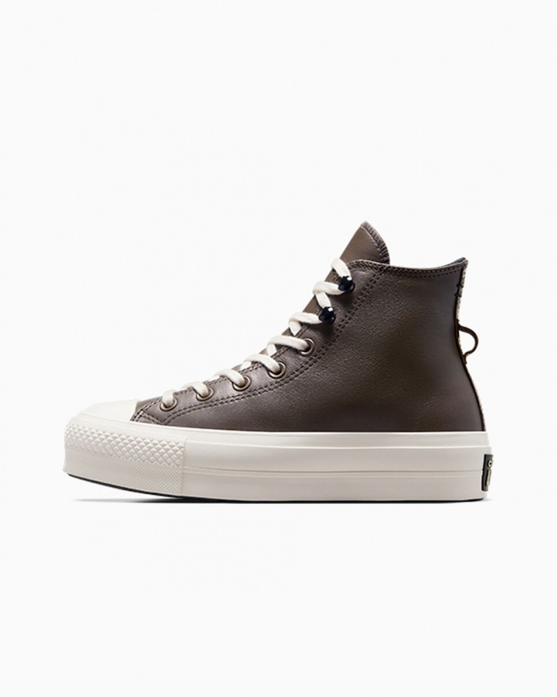 Converse Chuck Taylor All Star Lift Plateforme Fleece-Doublée Cuir Noir  | BMR-2229208