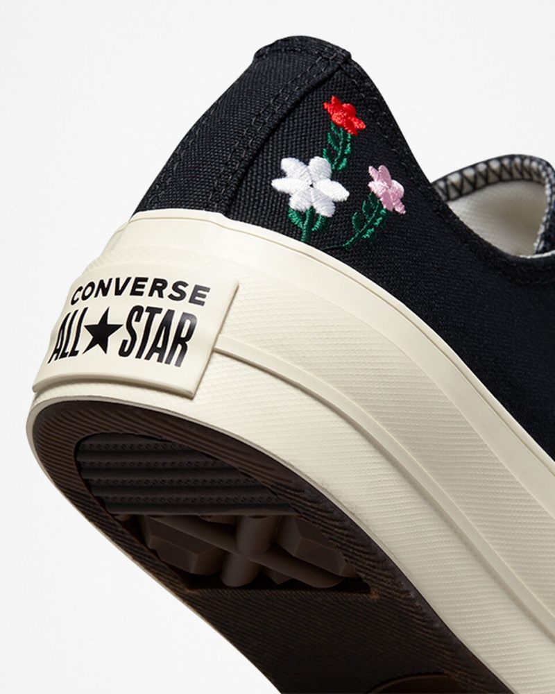 Converse Chuck Taylor All Star Lift Plateforme Floral Embroidery Noir  | CJF-4546549