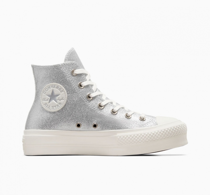 Converse Chuck Taylor All Star Lift Plateforme Glitter Argent  | OKM-9517073