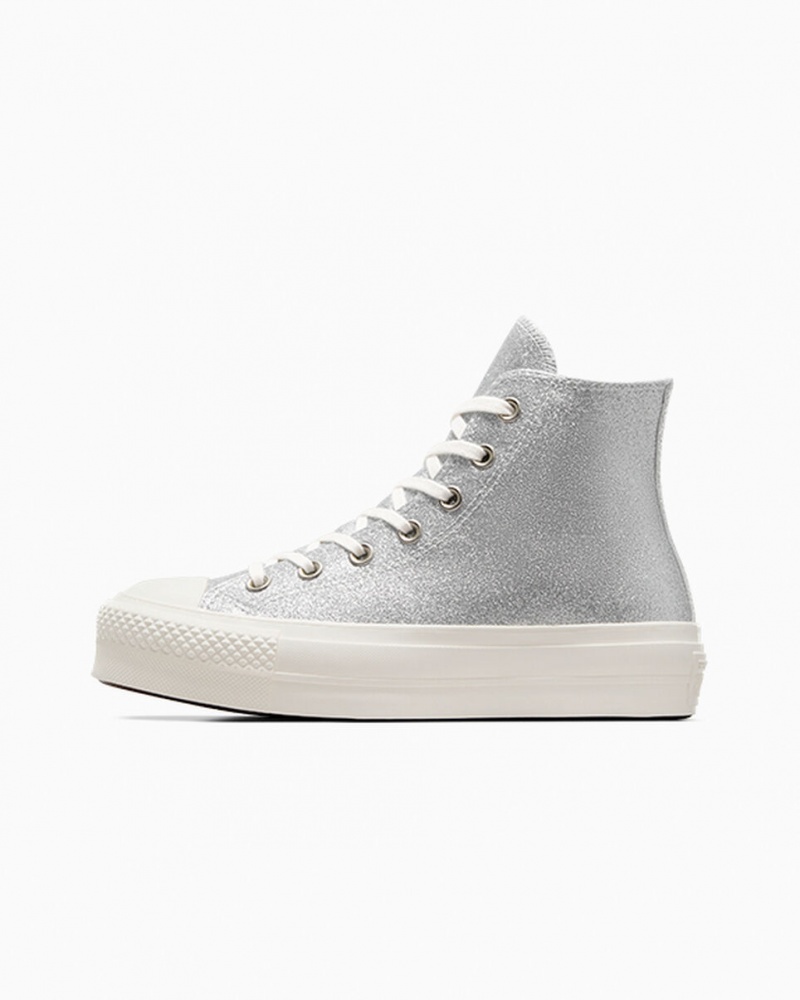 Converse Chuck Taylor All Star Lift Plateforme Glitter Argent  | OKM-9517073