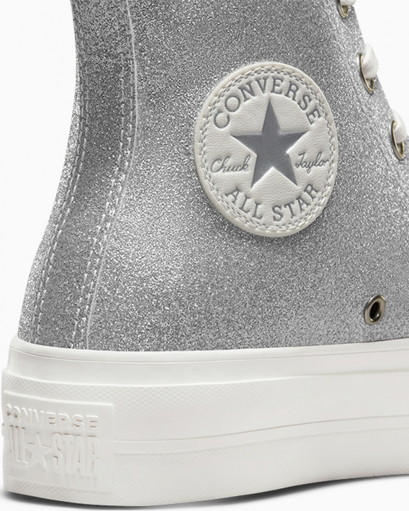 Converse Chuck Taylor All Star Lift Plateforme Glitter Argent  | OKM-9517073