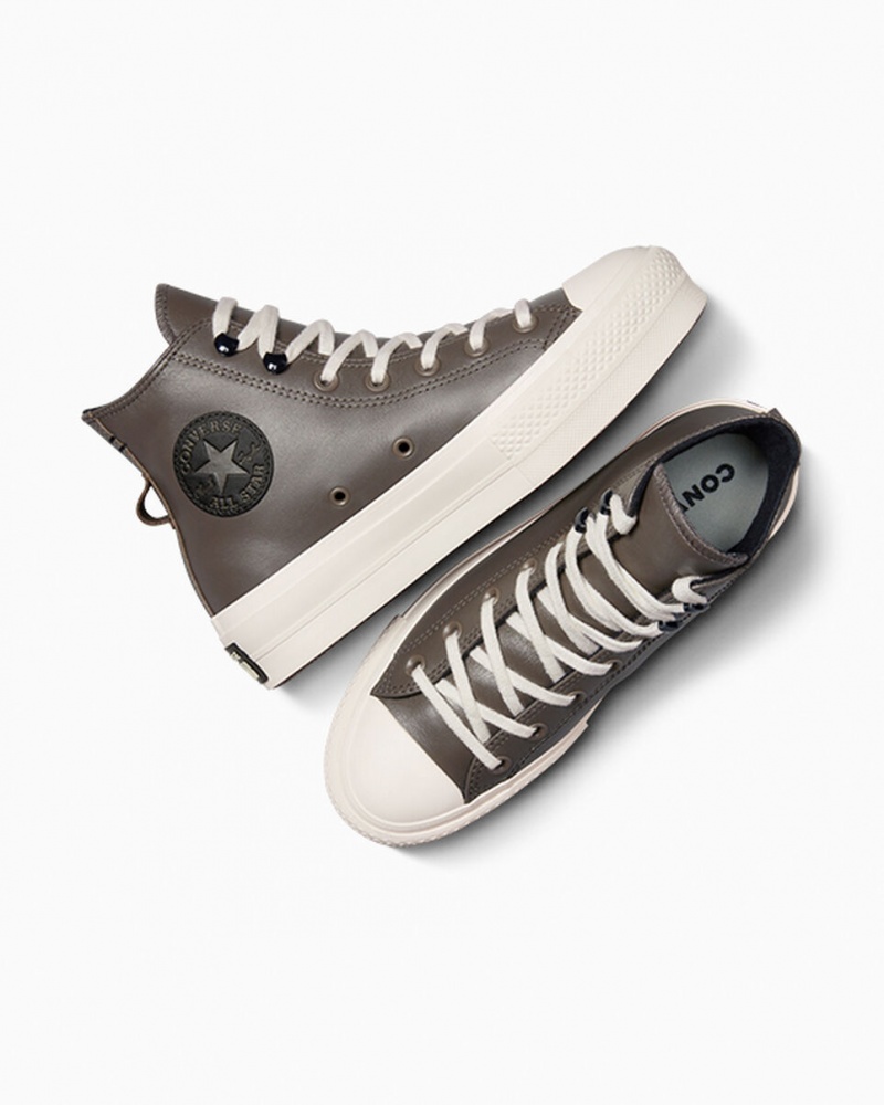 Converse Chuck Taylor All Star Lift Plateforme Fleece-Doublée Cuir Noir  | BMR-2229208