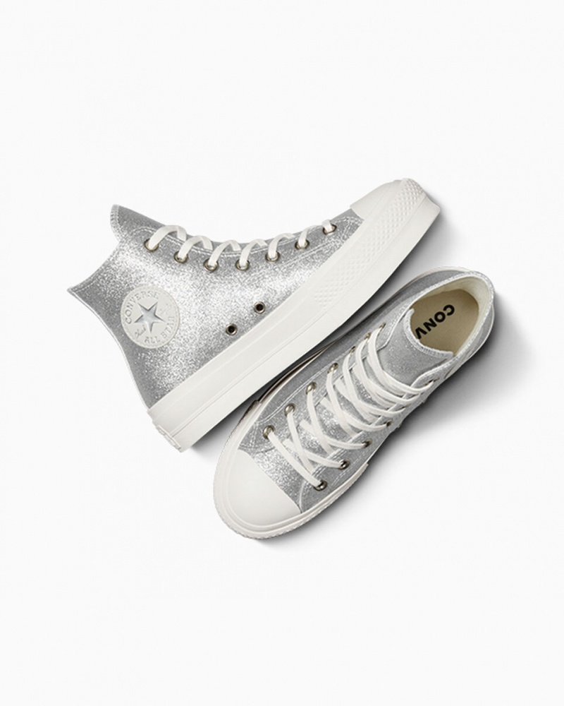 Converse Chuck Taylor All Star Lift Plateforme Glitter Argent  | OKM-9517073