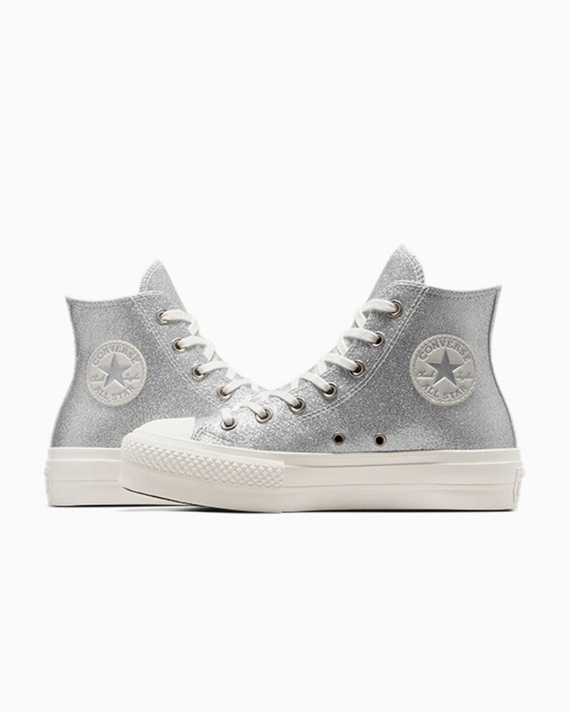 Converse Chuck Taylor All Star Lift Plateforme Glitter Argent  | OKM-9517073