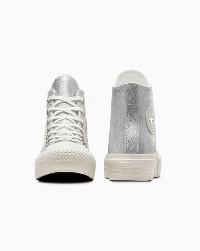 Converse Chuck Taylor All Star Lift Plateforme Glitter Argent  | OKM-9517073