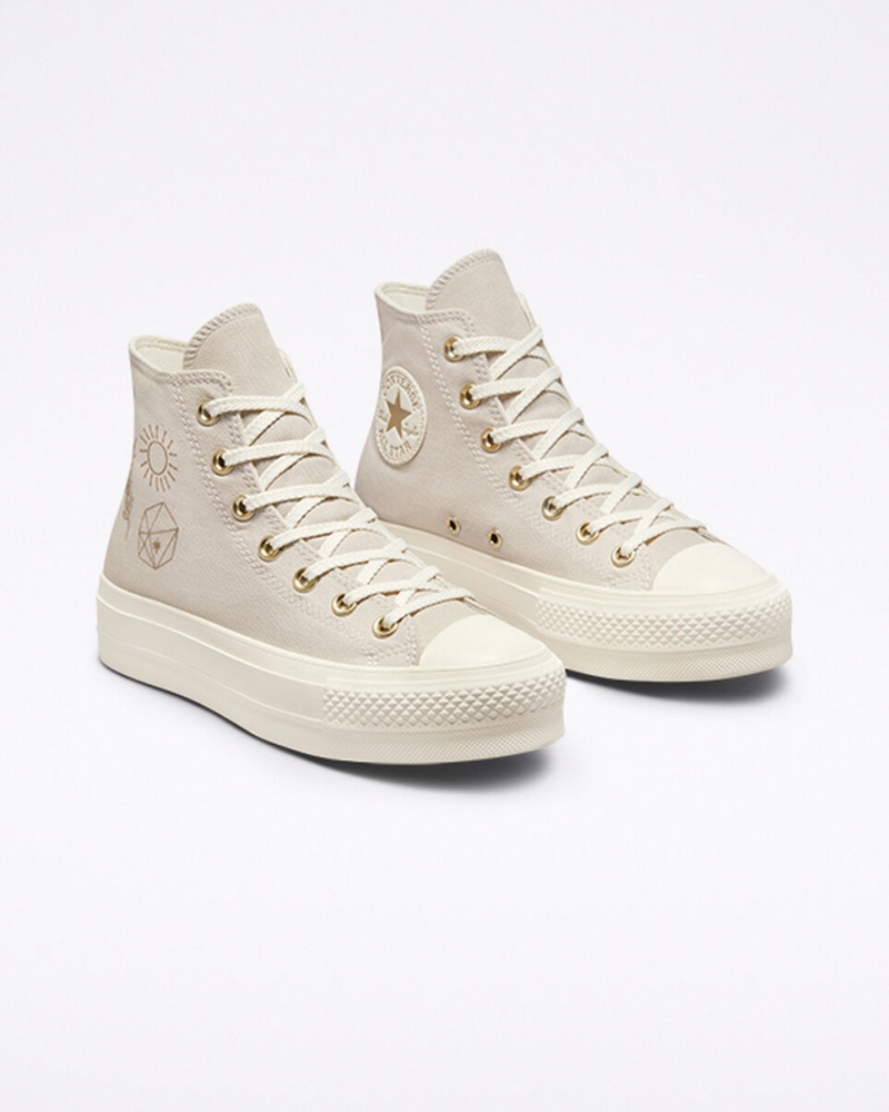 Converse Chuck Taylor All Star Lift Plateforme Golden Elements Sable Doré Clair  | IIW-4353859