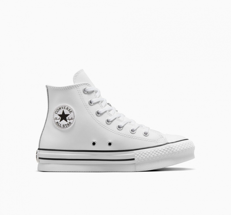 Converse Chuck Taylor All Star Lift Plateforme Cuir Blanche Noir  | NWJ-6077711