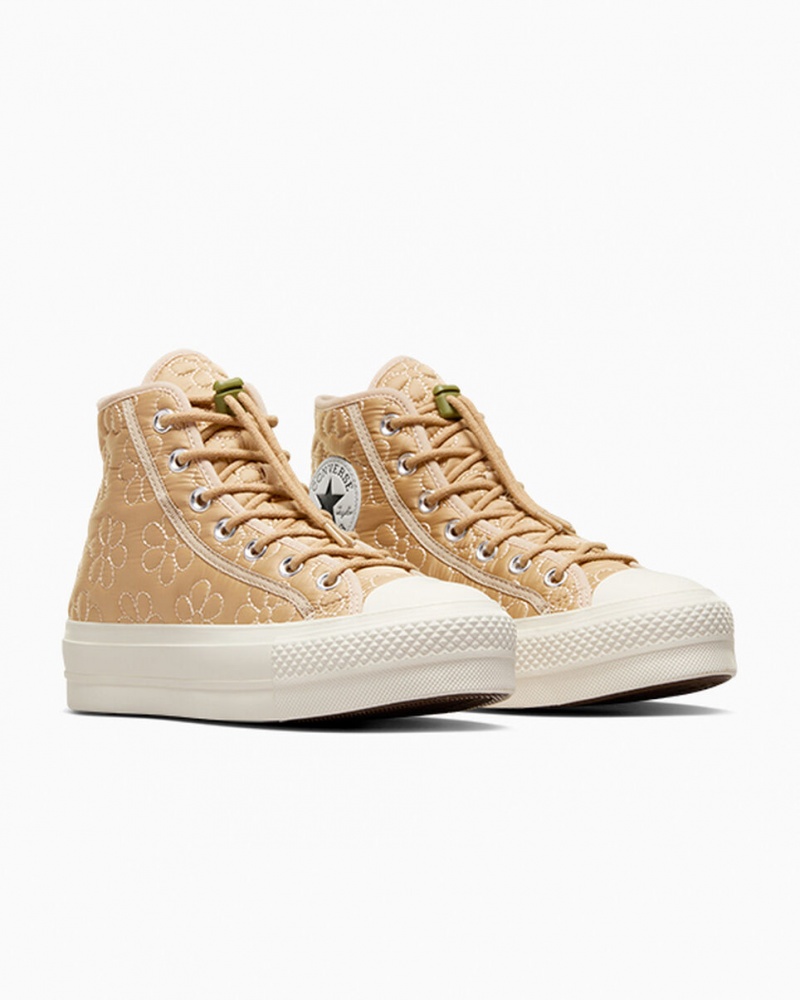 Converse Chuck Taylor All Star Lift Plateforme Matelassé Kaki  | QRF-8277650