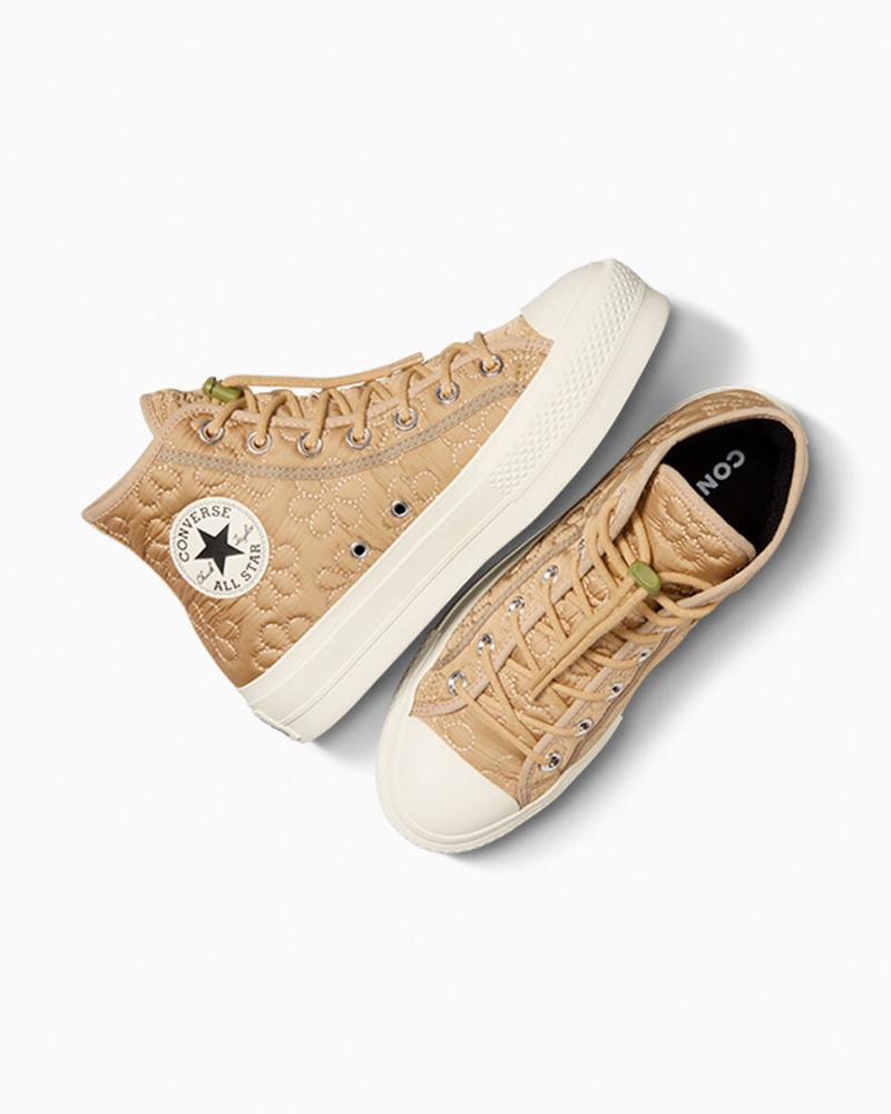 Converse Chuck Taylor All Star Lift Plateforme Matelassé Kaki  | QRF-8277650