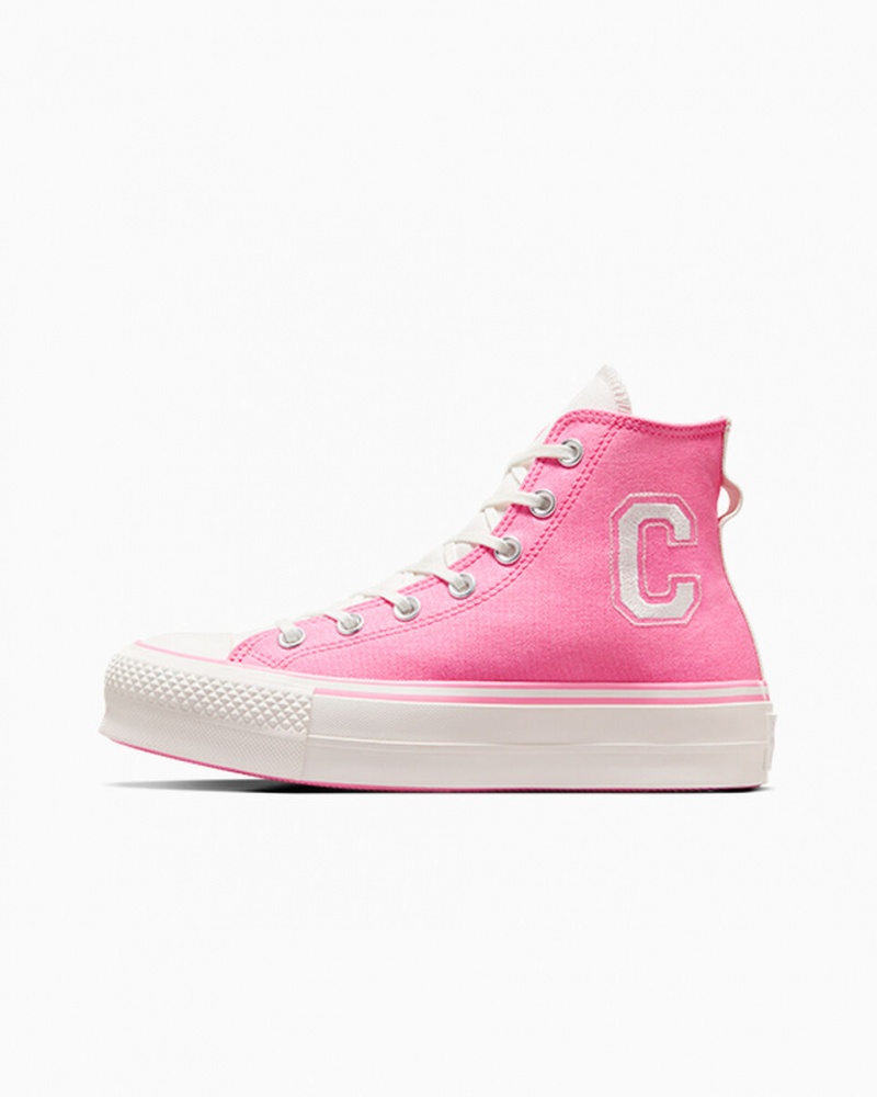 Converse Chuck Taylor All Star Lift Plateforme Retro Varsity Rose Rose  | FWH-6170538