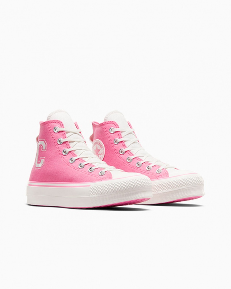 Converse Chuck Taylor All Star Lift Plateforme Retro Varsity Rose Rose  | FWH-6170538