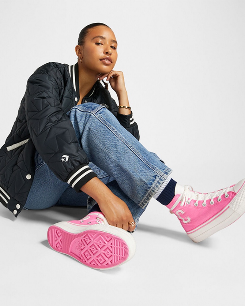 Converse Chuck Taylor All Star Lift Plateforme Retro Varsity Rose Rose  | FWH-6170538