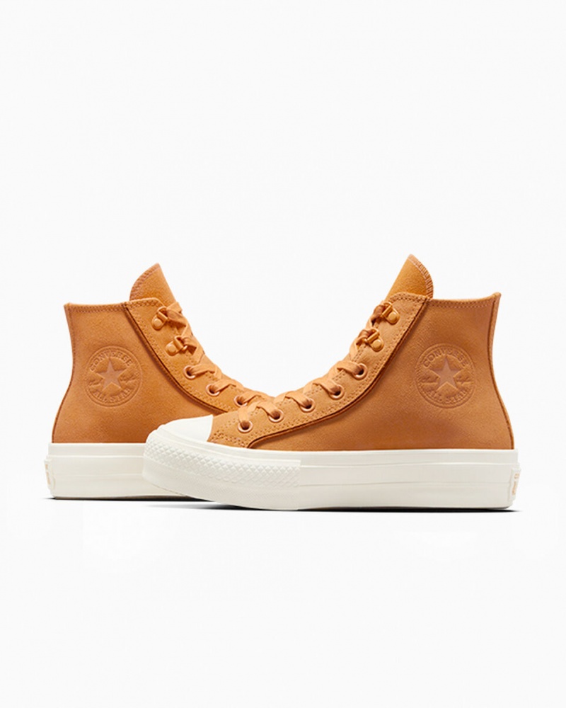 Converse Chuck Taylor All Star Lift Plateforme Daim Tiger Moth / Tawny Owl / Egret  | CSI-8195235