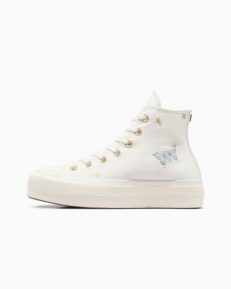 Converse Chuck Taylor All Star Lift Plateforme Tiny Tattoos Blanche Bleu  | YCZ-7270088