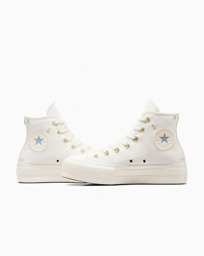 Converse Chuck Taylor All Star Lift Plateforme Tiny Tattoos Blanche Bleu  | YCZ-7270088