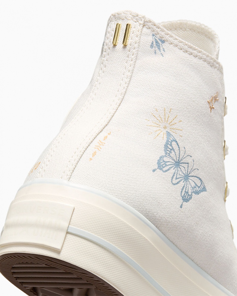 Converse Chuck Taylor All Star Lift Plateforme Tiny Tattoos Blanche Bleu  | YCZ-7270088