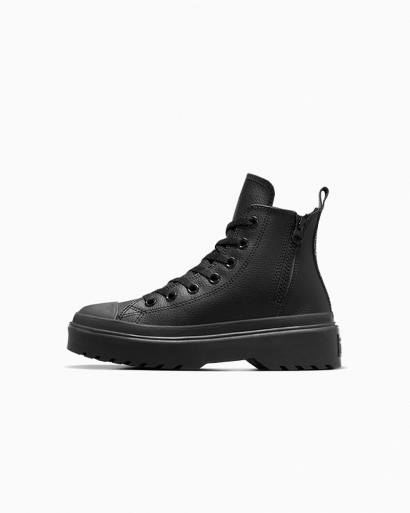 Converse Chuck Taylor All Star Lugged Lift Plateforme Cuir Noir Noir Noir  | YWU-1201463