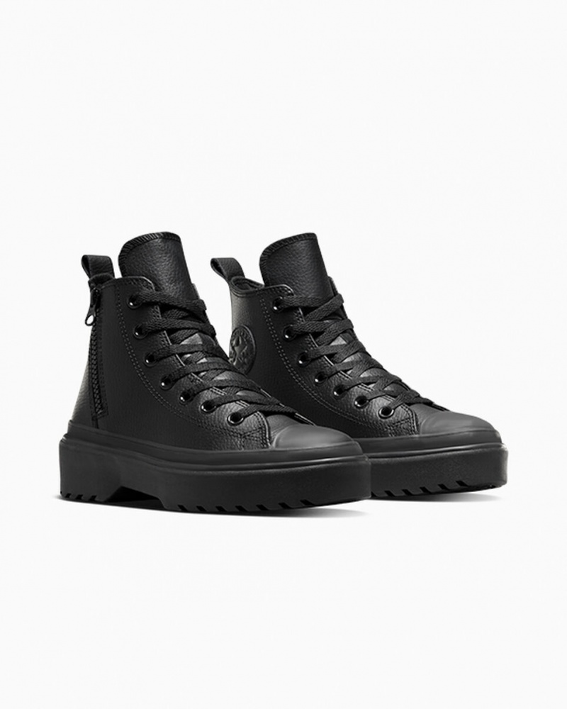 Converse Chuck Taylor All Star Lugged Lift Plateforme Cuir Noir Noir Noir  | YWU-1201463