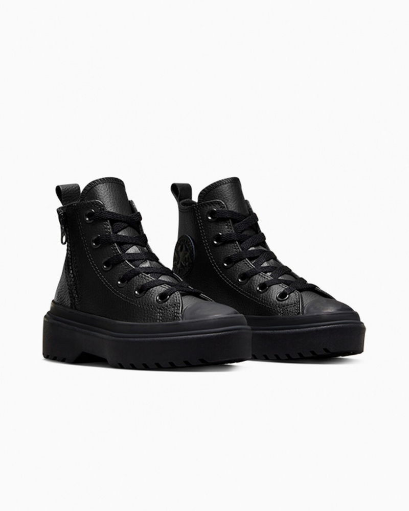 Converse Chuck Taylor All Star Lugged Lift Plateforme Cuir Noir Noir Noir  | BVU-1372591