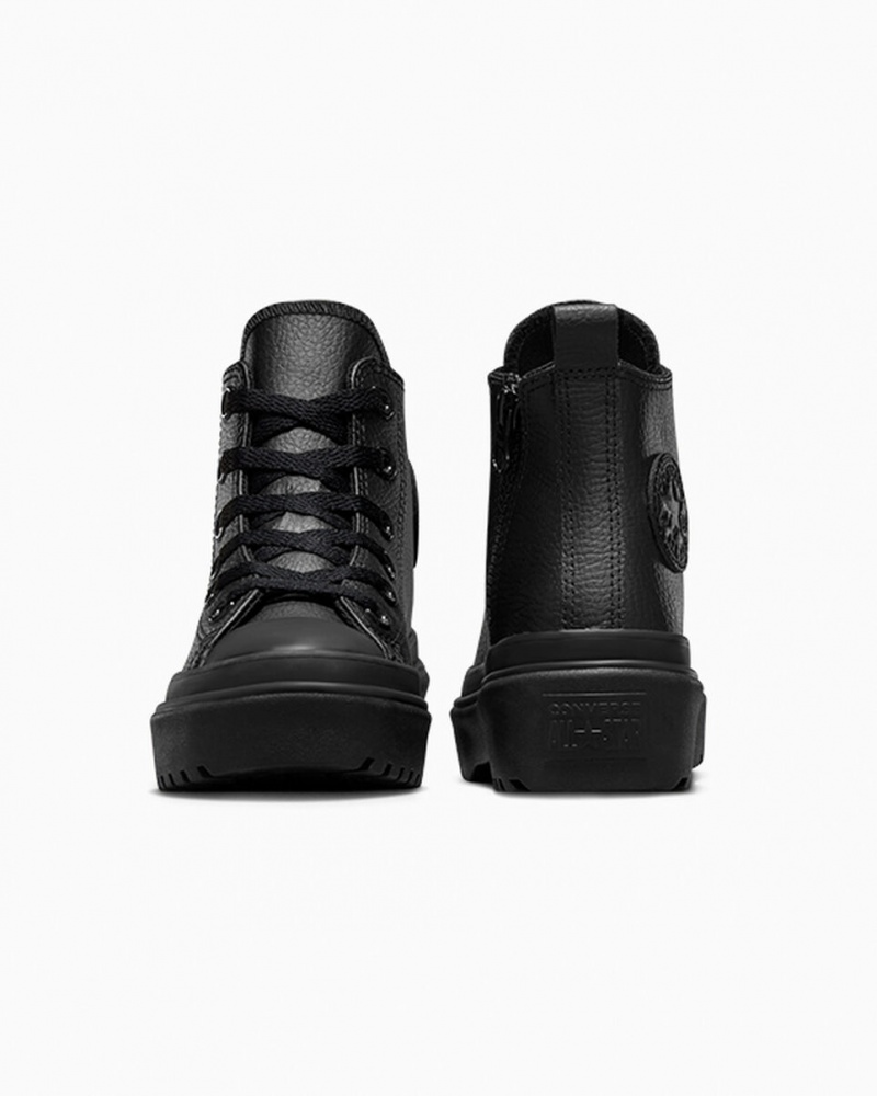 Converse Chuck Taylor All Star Lugged Lift Plateforme Cuir Noir Noir Noir  | BVU-1372591