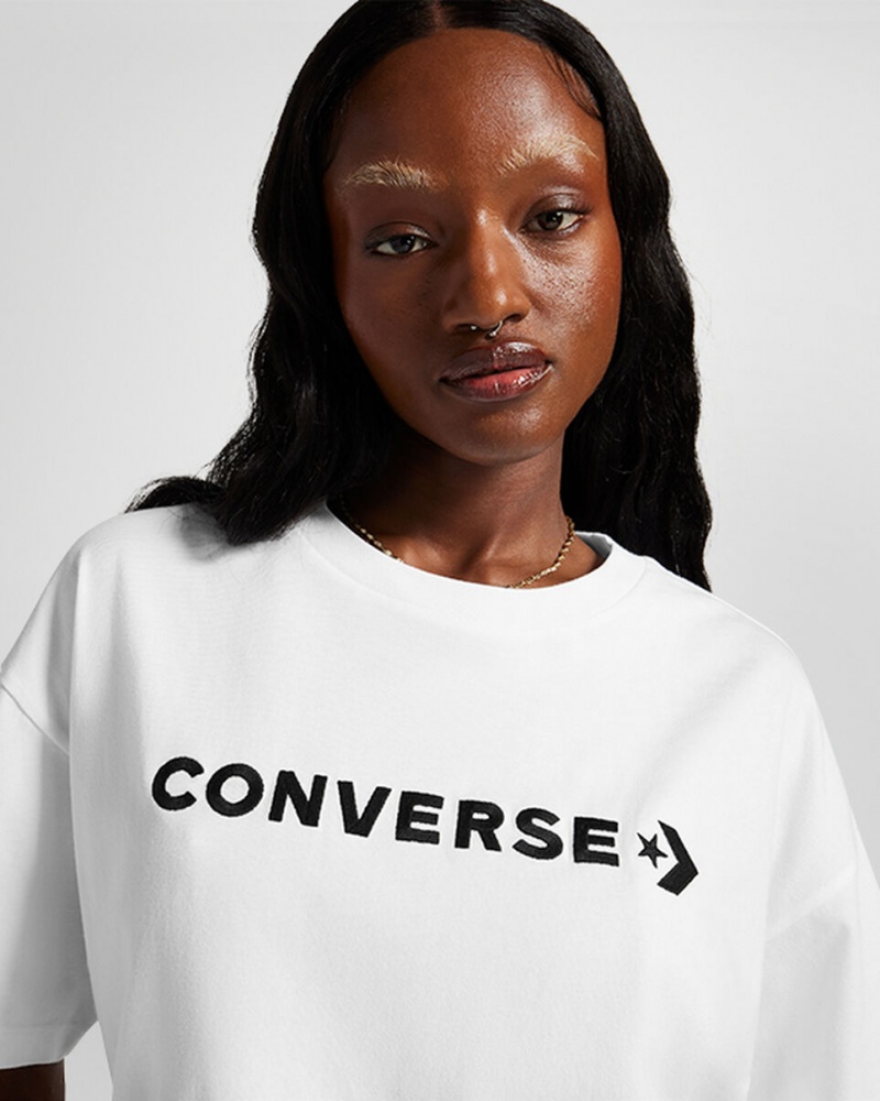 Converse Oversized Wordmark T-Shirt Blanche  | NZS-9798499