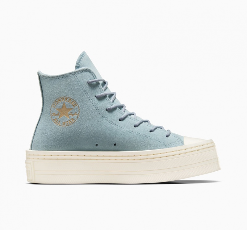 Converse Chuck Taylor All Star Modern Lift Plateforme Daim Bleu  | JBL-7020532