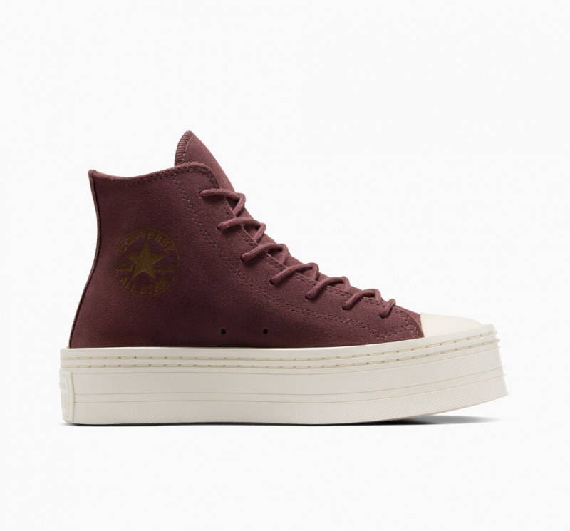 Converse Chuck Taylor All Star Modern Lift Plateforme Daim Marron  | VLA-8814730