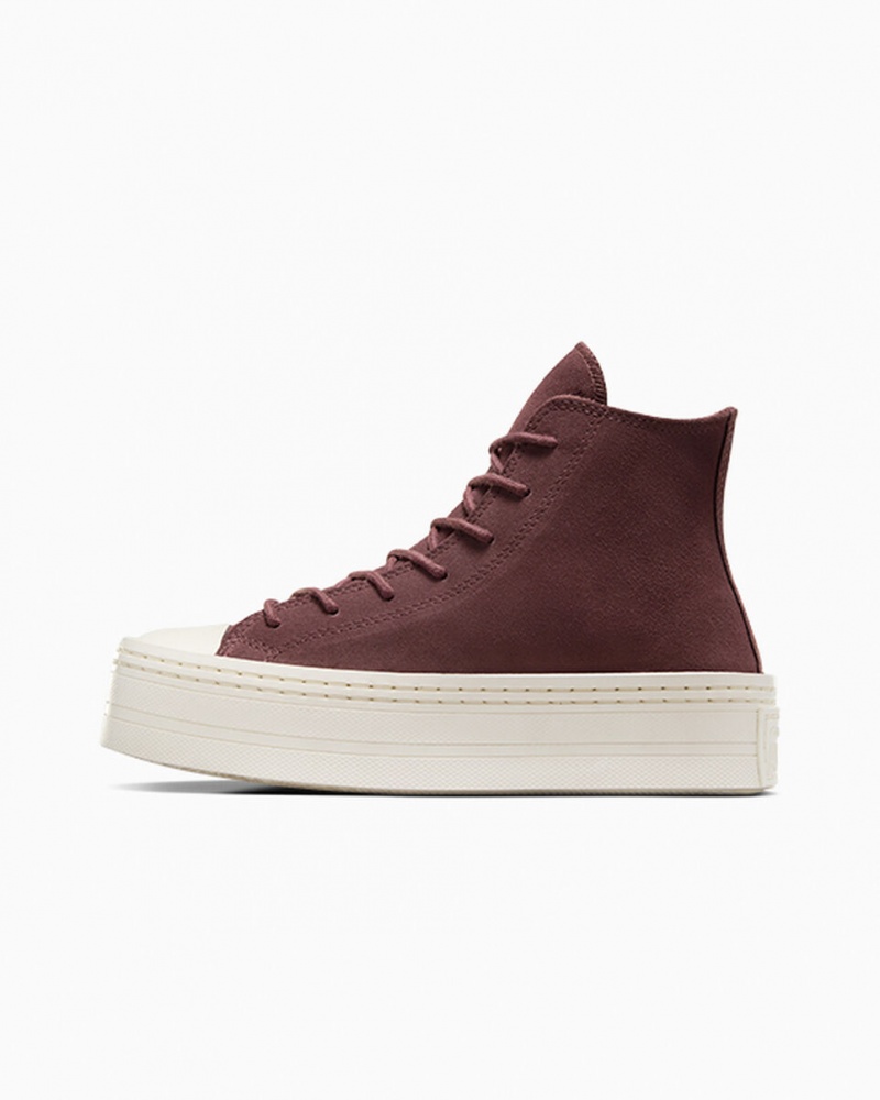 Converse Chuck Taylor All Star Modern Lift Plateforme Daim Marron  | VLA-8814730