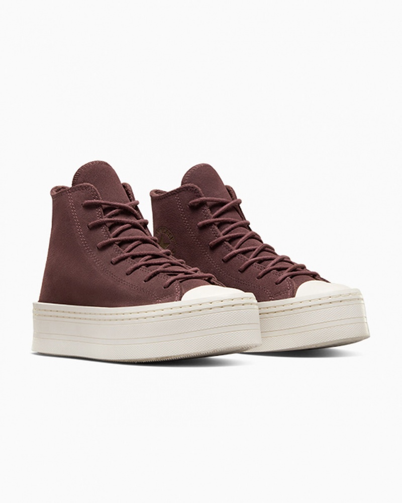 Converse Chuck Taylor All Star Modern Lift Plateforme Daim Marron  | VLA-8814730