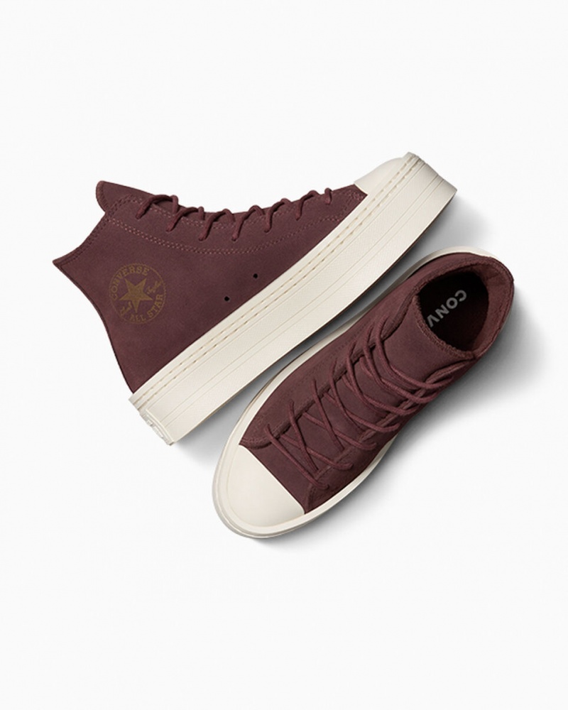 Converse Chuck Taylor All Star Modern Lift Plateforme Daim Marron  | VLA-8814730