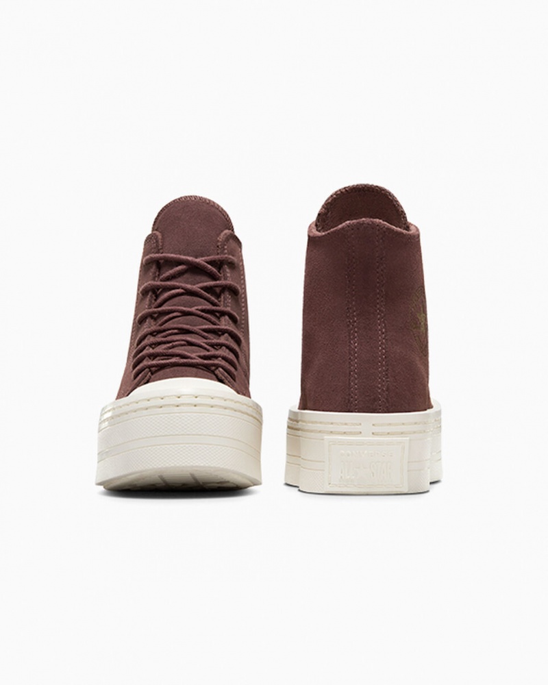 Converse Chuck Taylor All Star Modern Lift Plateforme Daim Marron  | VLA-8814730