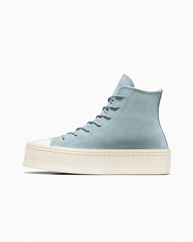 Converse Chuck Taylor All Star Modern Lift Plateforme Daim Bleu  | JBL-7020532