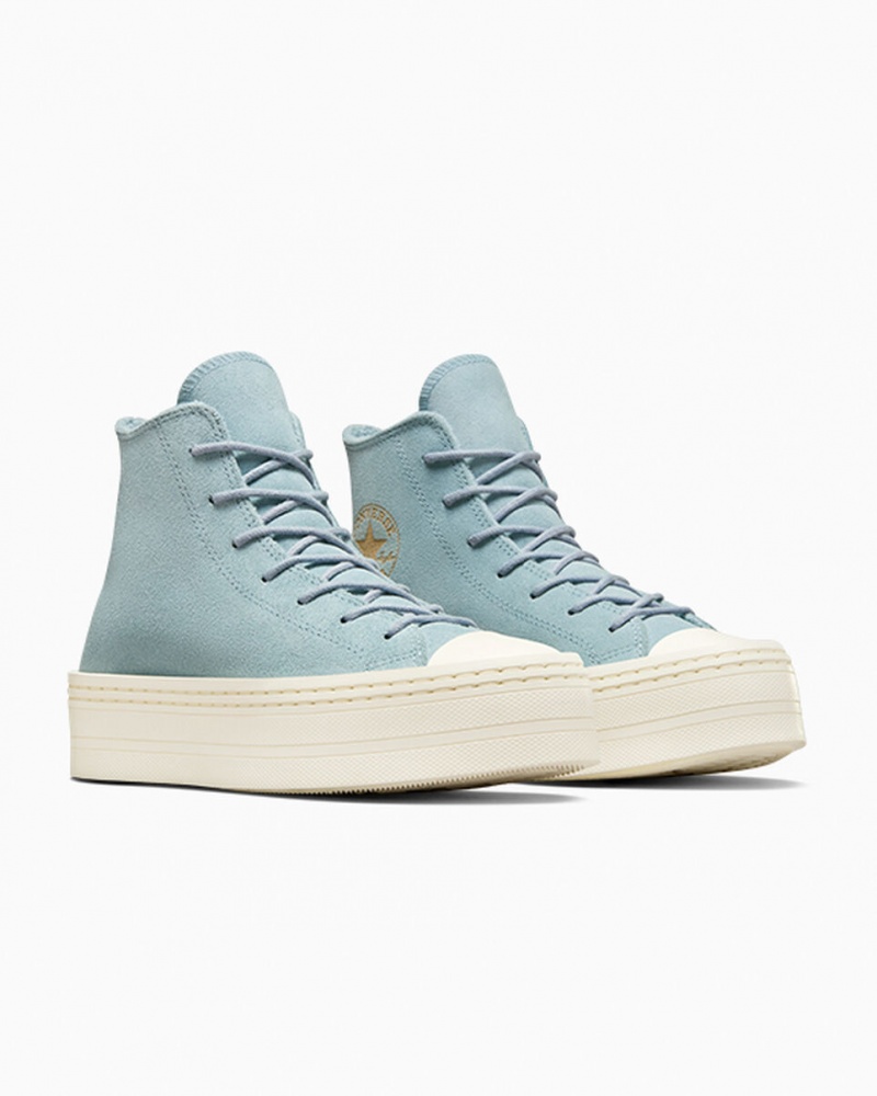 Converse Chuck Taylor All Star Modern Lift Plateforme Daim Bleu  | JBL-7020532