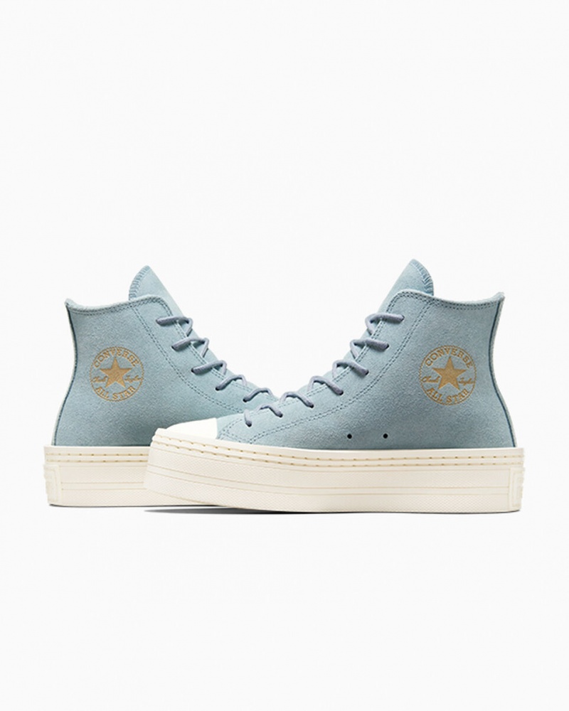 Converse Chuck Taylor All Star Modern Lift Plateforme Daim Bleu  | JBL-7020532