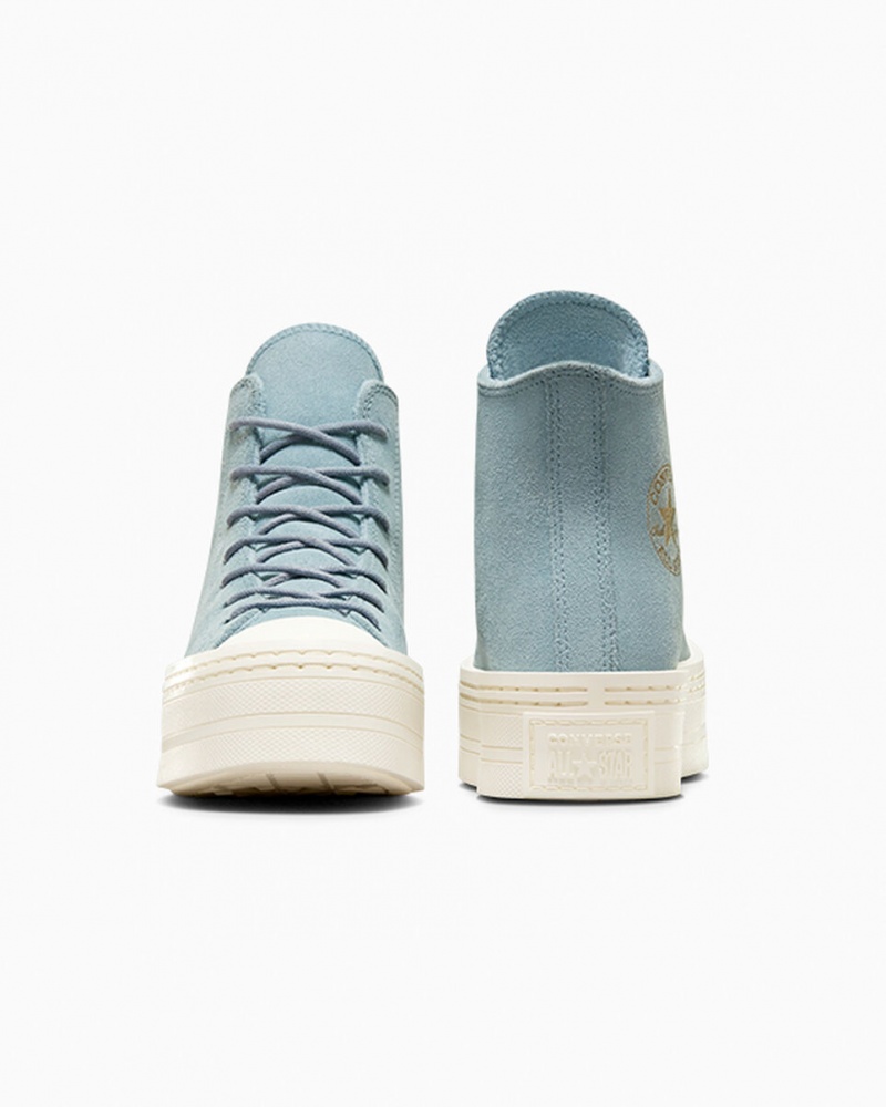 Converse Chuck Taylor All Star Modern Lift Plateforme Daim Bleu  | JBL-7020532