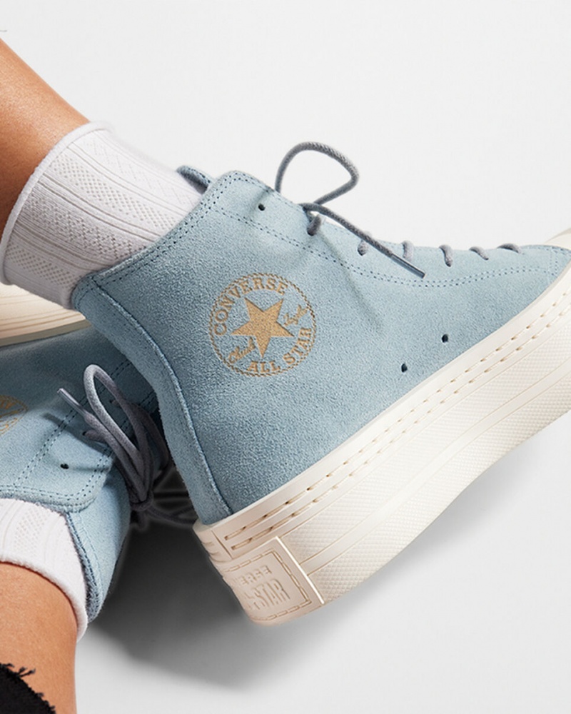 Converse Chuck Taylor All Star Modern Lift Plateforme Daim Bleu  | JBL-7020532