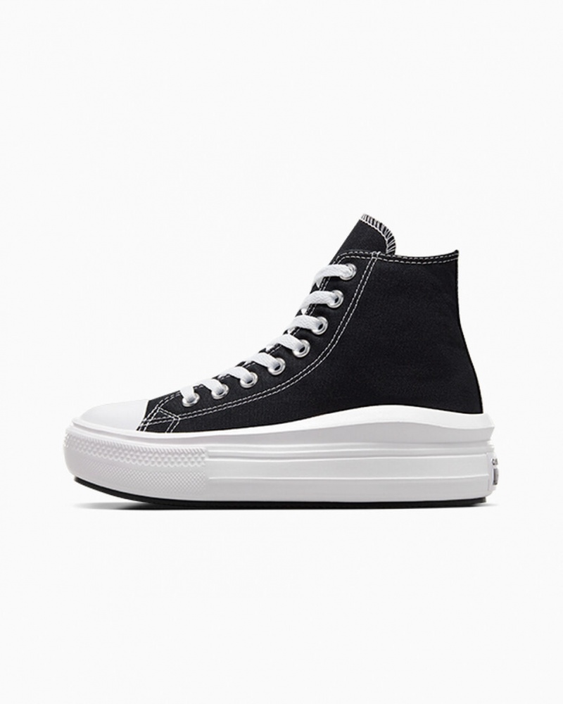 Converse Chuck Taylor All Star Move Plateforme Noir Blanche  | MQX-6276972