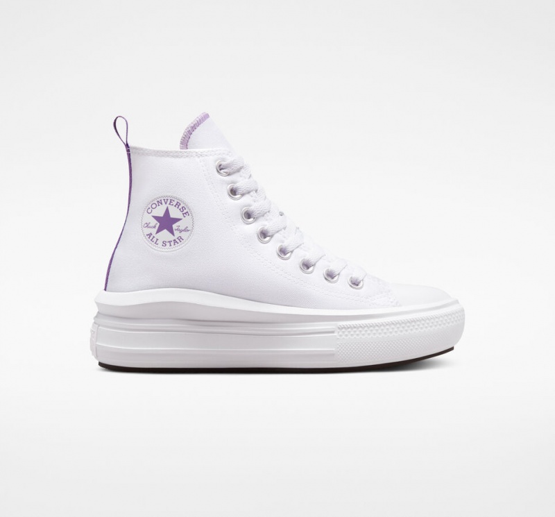 Converse Chuck Taylor All Star Move Plateforme Blanche Violette Blanche  | ZSX-9267004