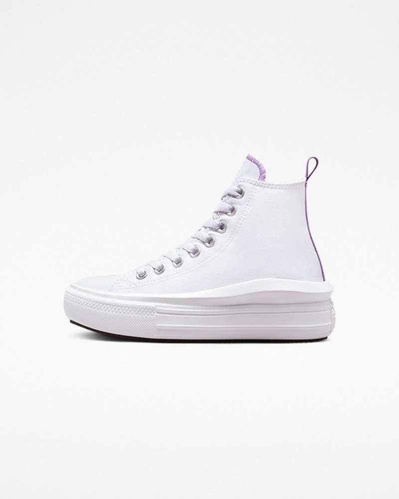 Converse Chuck Taylor All Star Move Plateforme Blanche Violette Blanche  | ZSX-9267004