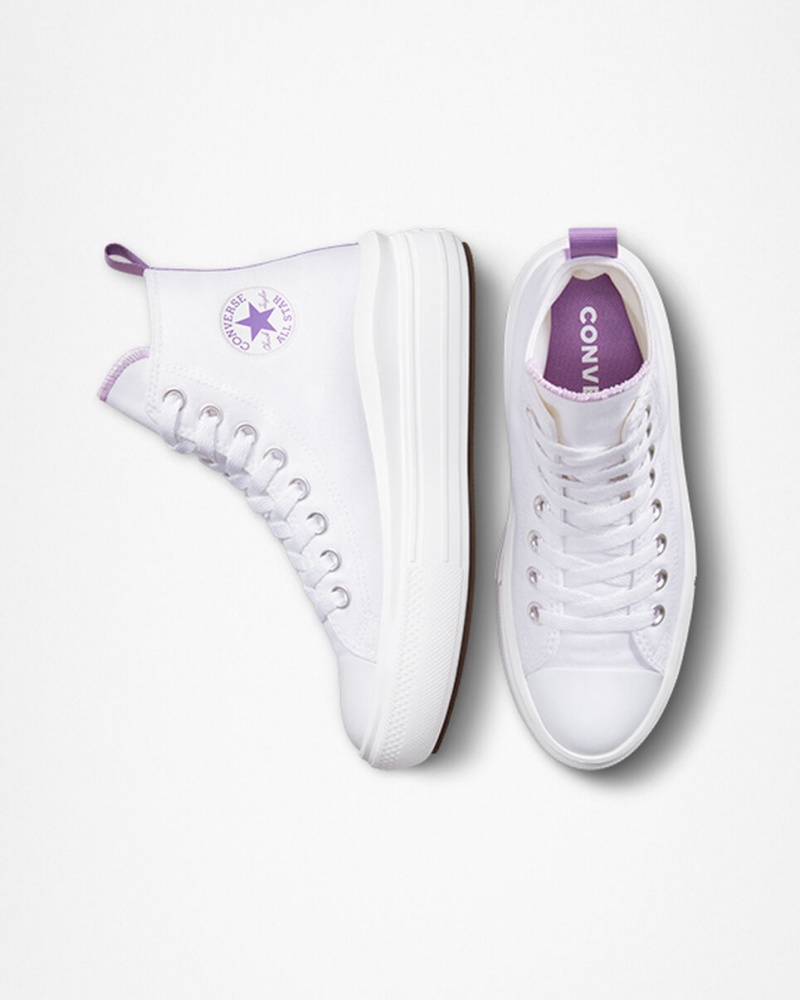 Converse Chuck Taylor All Star Move Plateforme Blanche Violette Blanche  | ZSX-9267004