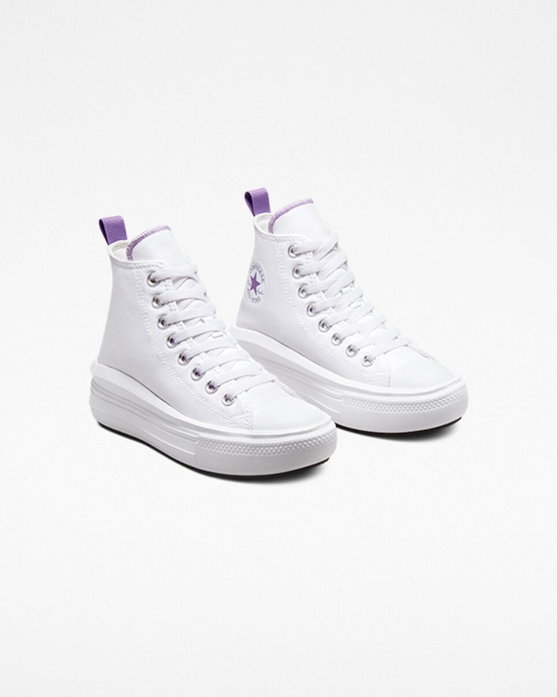 Converse Chuck Taylor All Star Move Plateforme Blanche Violette Blanche  | ZSX-9267004