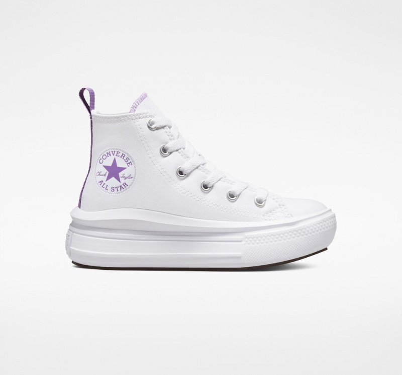 Converse Chuck Taylor All Star Move Plateforme Blanche Violette Blanche  | HKH-1277130