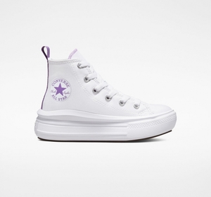 Converse Chuck Taylor All Star Move Plateforme Blanche Violette Blanche  | HKH-1277130